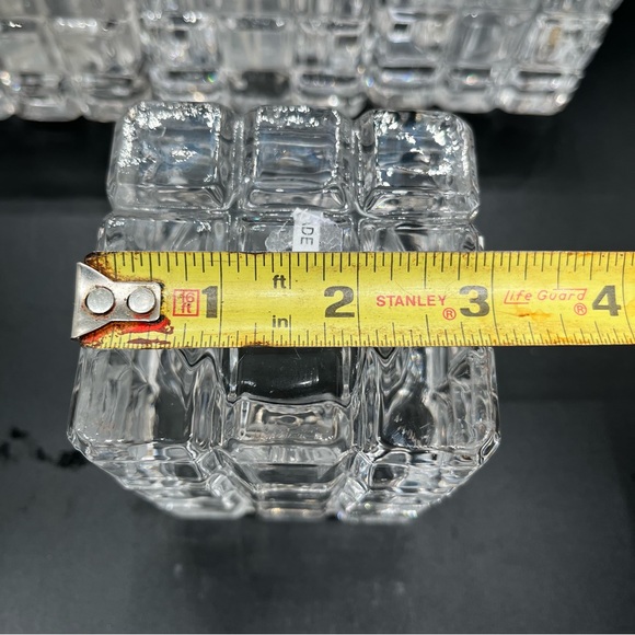Vntge Crystal block candleholders set of 2 lg brick votive tea light holders - Picture 9 of 16